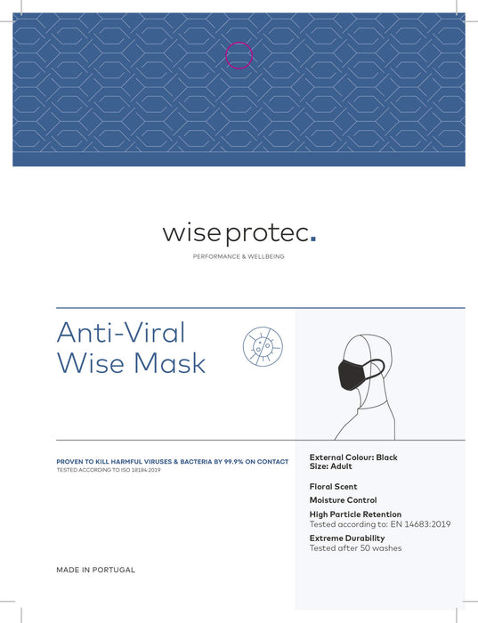 Wise Protec Black Unisex Face Mask | Washable & Reusable 50 times | Lasts 1 year considering 1 wash per week | Mask self-sterilizes in less than 24 hours