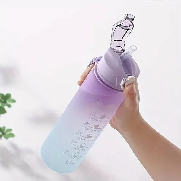 900ml Motivational Water Bottle with Straw & Time Maker