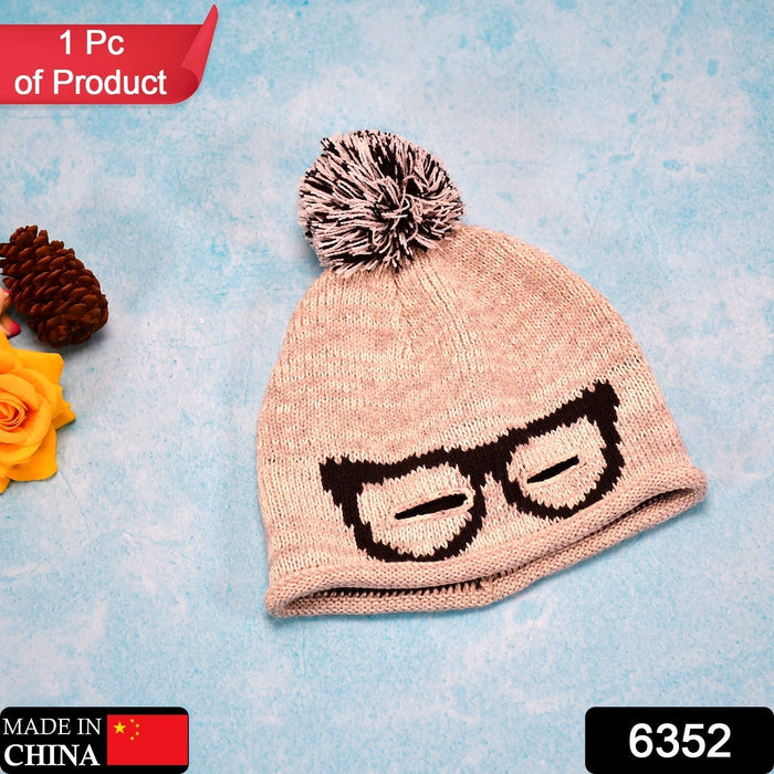 6352 Men's and Women's Skull Slouchy Winter Woolen Knitted Black Inside Fur Beanie Cap. 