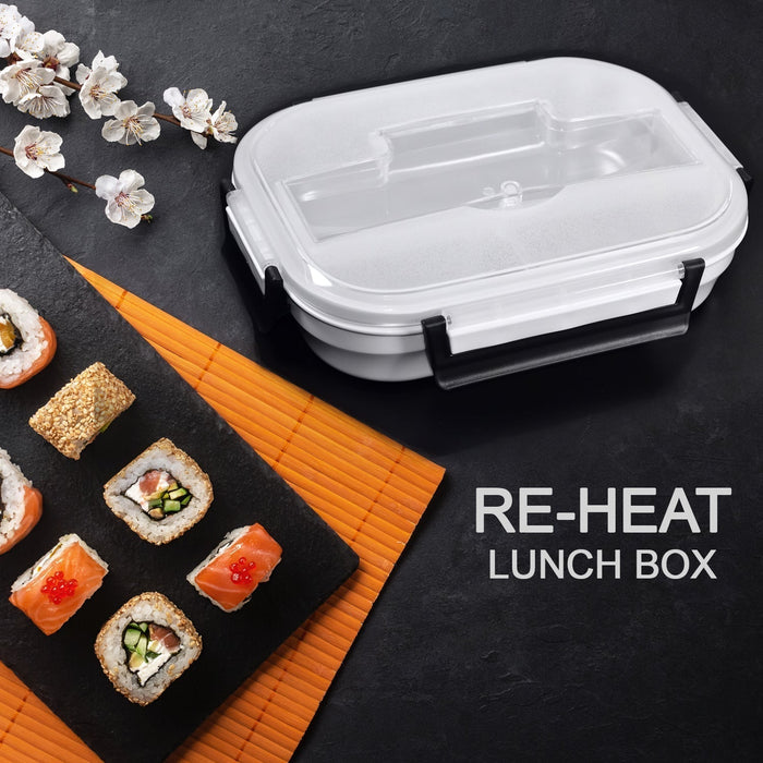 2977 Lunch Box for Kids and adults, Stainless Steel Lunch Box with 3 Compartments With spoon slot. 