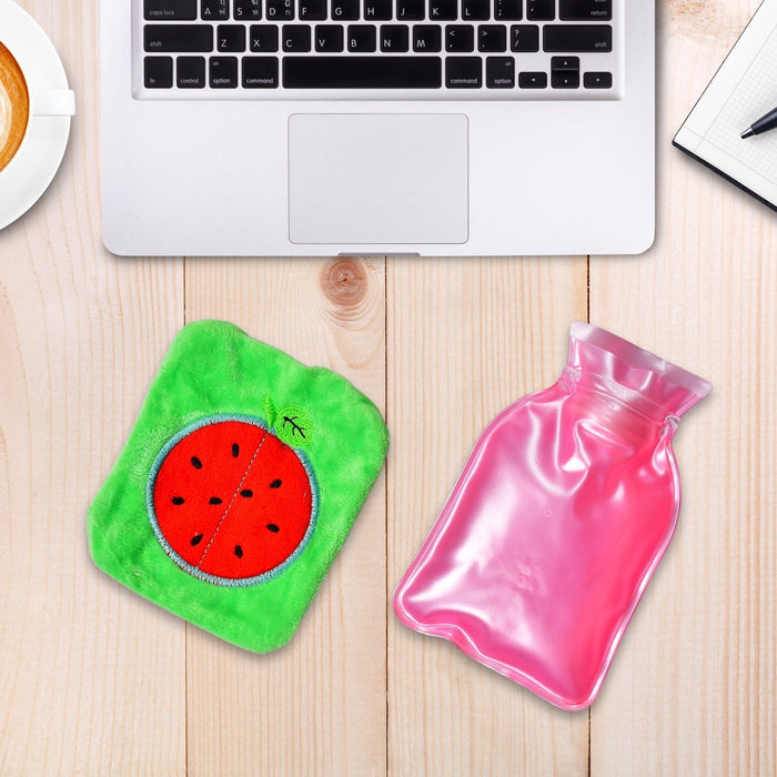 6509 Watermelon small Hot Water Bag with Cover for Pain Relief, Neck, Shoulder Pain and Hand, Feet Warmer, Menstrual Cramps. 