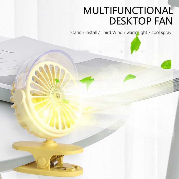 4824A Clip Desk Fan with Small Spray Bottle, Portable Wind Desktop Table Cooling Fan in Single Button, Adjustment Mini Personal Fan for Home Desktop Office Car Indoor Outdoor Travel 