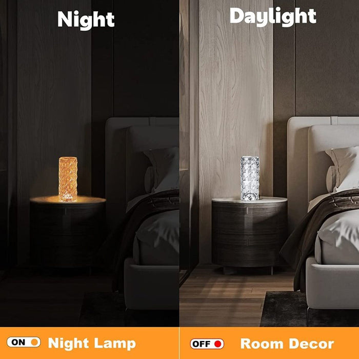 6604 Crystal Touch Night Light (16 Colors) - Rose Diamond Table Lamp with Remote Control, USB Table Lamp, Romantic Date Lighting Decor for Festival, Bedroom, Dining Room