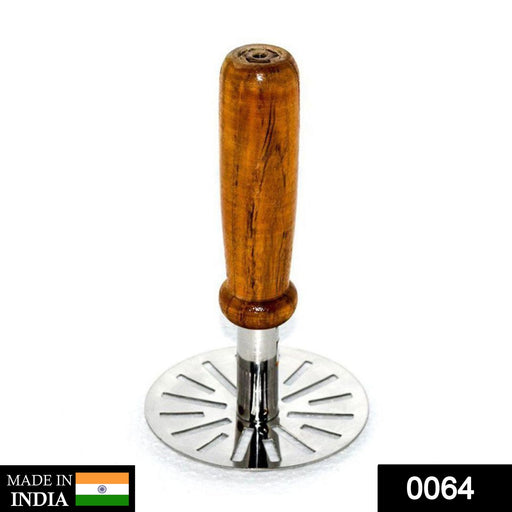 064 Stainless Steel Potato Masher, Pav Bhaji Masher with wooden handle Great Discount Now