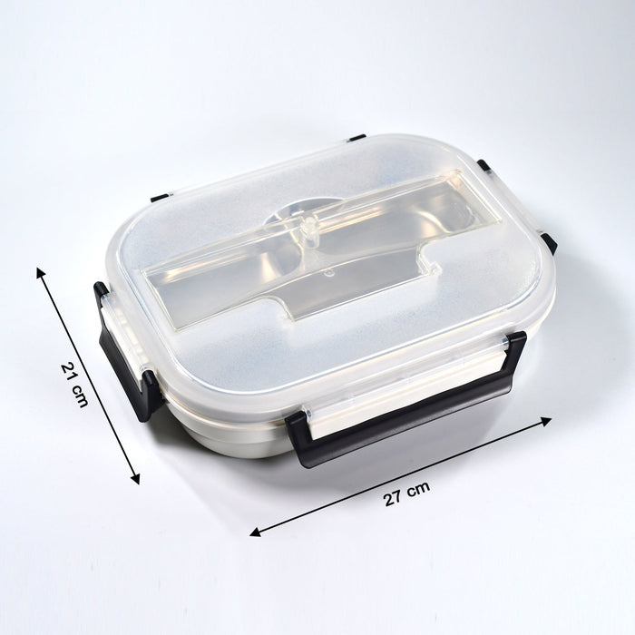 2977 Lunch Box for Kids and adults, Stainless Steel Lunch Box with 3 Compartments With spoon slot. 