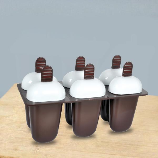 1148 Plastic Ice Candy Maker Kulfi Maker Moulds Set with 6 Cups (Multicolour) 