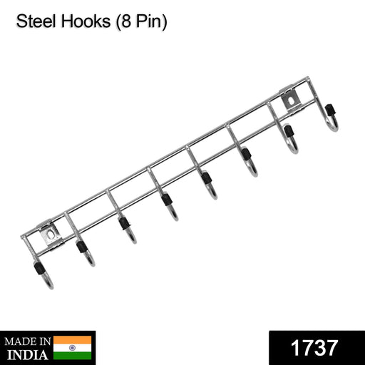 1737 Multipurpose Stainless Steel Hanger Strip Hooks (8 Pin) 