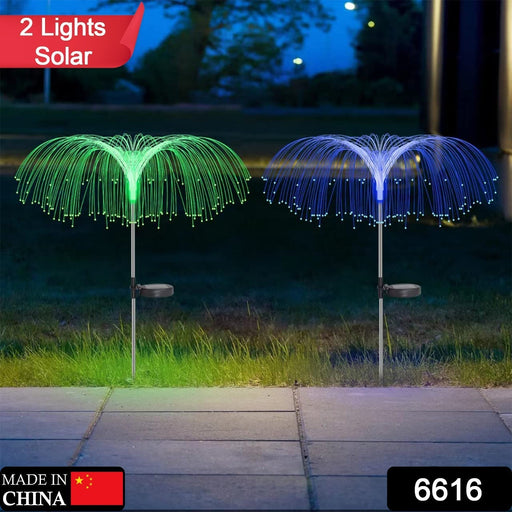 6616 2pcs Garden Solar Outdoor Lights Decorative , 7 Colors Changing RGB Light Waterproof Flower Jellyfish Firework Decor for Garden Patio Landscape Pathway Yard Holiday Decor 