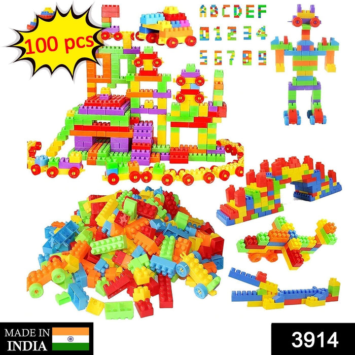 3914 100 Pc Train Blocks Toy used in all kinds of household and official places specially for kids and children for their playing and enjoying purposes. 