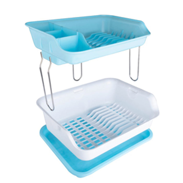 2291 Dish Drainer Rack 2 Layer Drying Rack with Water Removing Tray Sink (Multicolour) Great Discount Now