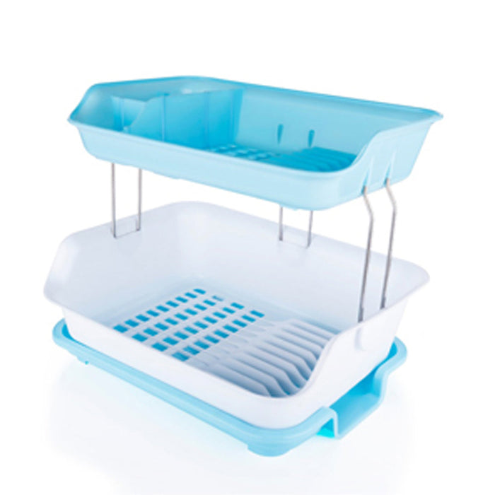 2291 Dish Drainer Rack 2 Layer Drying Rack with Water Removing Tray Sink (Multicolour) Great Discount Now