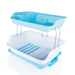 2291 Dish Drainer Rack 2 Layer Drying Rack with Water Removing Tray Sink (Multicolour) Great Discount Now