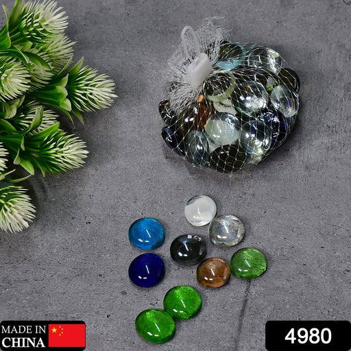 4980 Glass Gem Stone, Flat Round Marbles Pebbles for Vase Fillers, Attractive pebbles for Aquarium Fish Tank. 