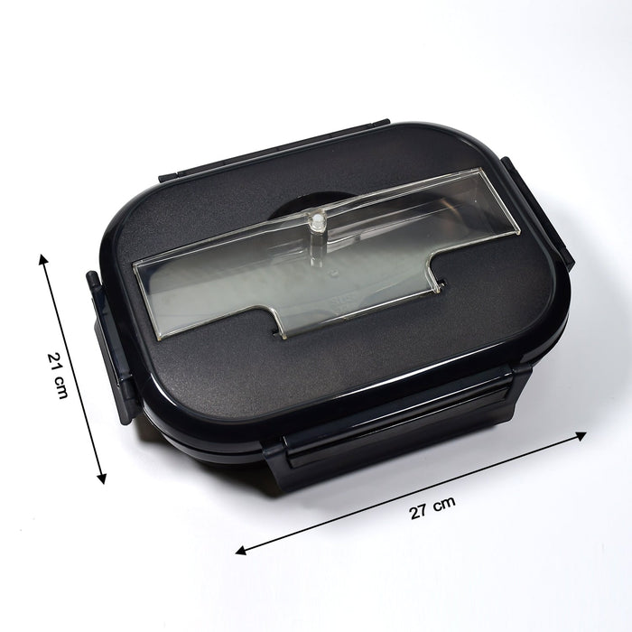 2042 Black Lunch Box for Kids and adults, Stainless Steel Lunch Box with 3 Compartments With spoon slot. 