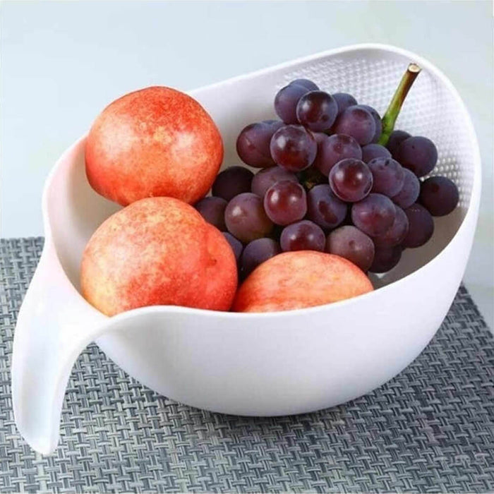 2014 Plastic Rice Bowl/Food Strainer Thick Drain Basket with Handle for Rice, Vegetable & Fruit. (1Pc) 