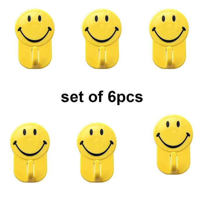 604 Plastic Self-Adhesive Smiley Face Hooks, 1 Kg Load Capacity (6pcs) Great Discount Now