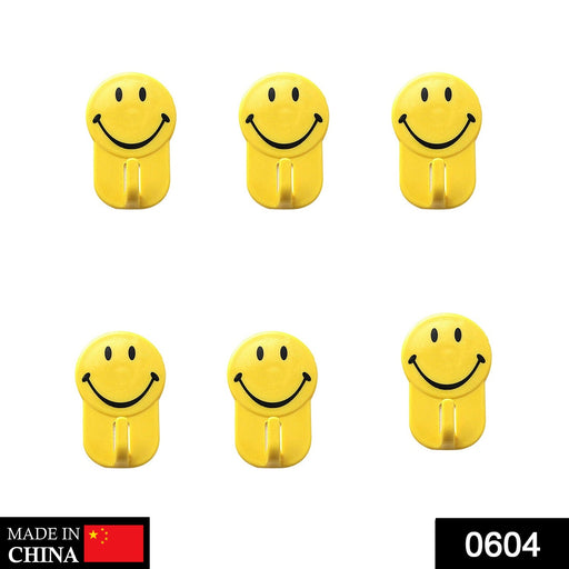 604 Plastic Self-Adhesive Smiley Face Hooks, 1 Kg Load Capacity (6pcs) Great Discount Now