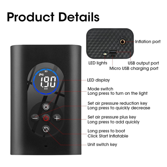 1710 Compact Portable Digital Tyre Inflator with Carrying Case 