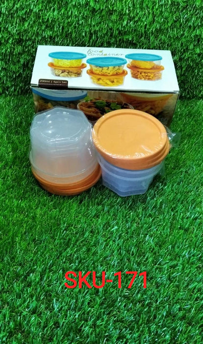 171 Plastic Container Set, 200ml, Set of 6 